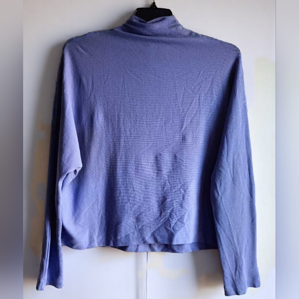 🟣L💜Dynamite Mock Neck Long Sleeves Ribbed Top in Violet / Lavender - Picture 7 of 13